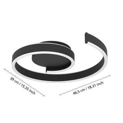 Eglo - Dæmpbar LED-loftlampe LED/37W/230V 3000-6500K sort