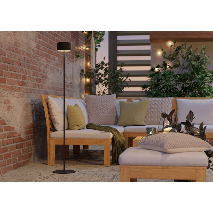 Eglo - LED solcelledrevet genopladelig berøringsbetjent gulvlampe LED/2,8W/3,7V 1800 mAh IP44 sort