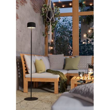 Eglo - LED solcelledrevet genopladelig berøringsbetjent gulvlampe LED/2,8W/3,7V 1800 mAh IP44 sort