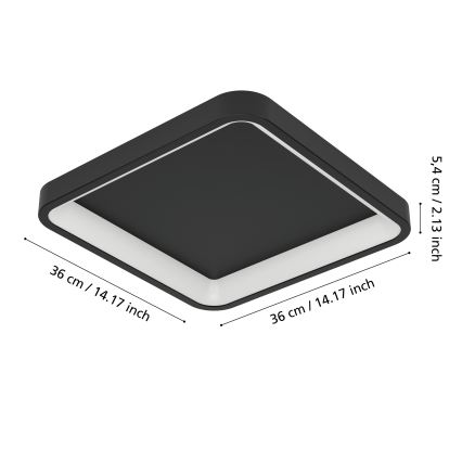 Eglo - LED RGBW dæmpbar loftlampe LED/20W/230V 2700-6500K 35x35 cm sort