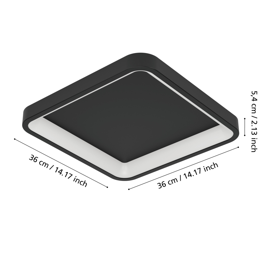 Eglo - LED RGBW dæmpbar loftlampe LED/20W/230V 2700-6500K 35x35 cm sort