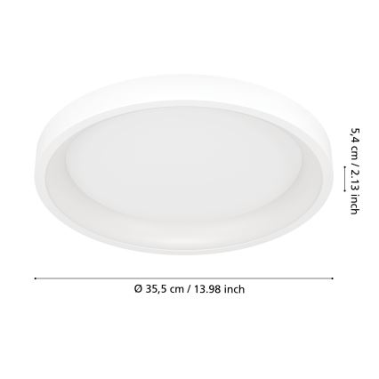 Eglo - LED RGBW Dæmpbar loftlampe LED/19,6W/230V 2700-6500K Ø 35 cm hvid