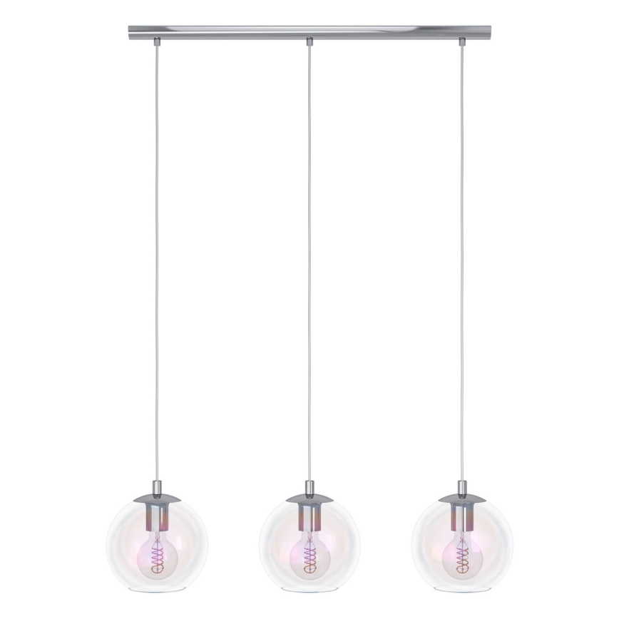 Eglo - Pendel på wire 3xE27/60W/230V poleret krom