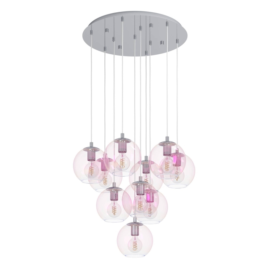 Eglo - Lysekrone på ledning 10xE27/60W/230V blank krom/klar