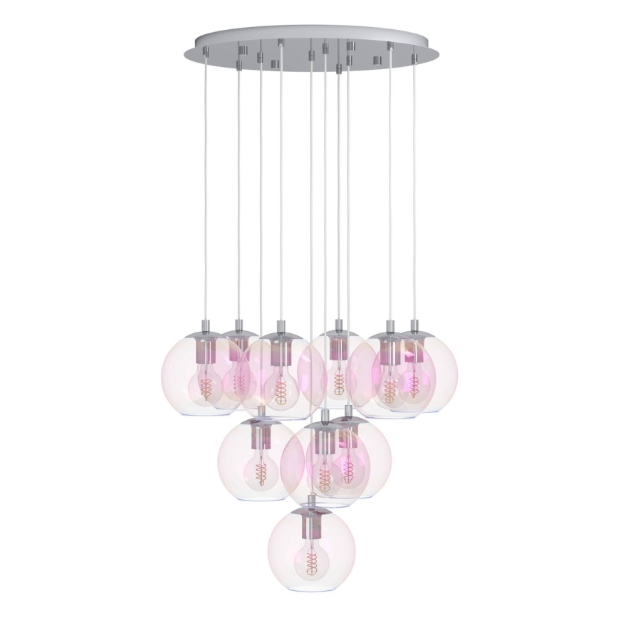 Eglo - Lysekrone på ledning 10xE27/60W/230V blank krom/klar