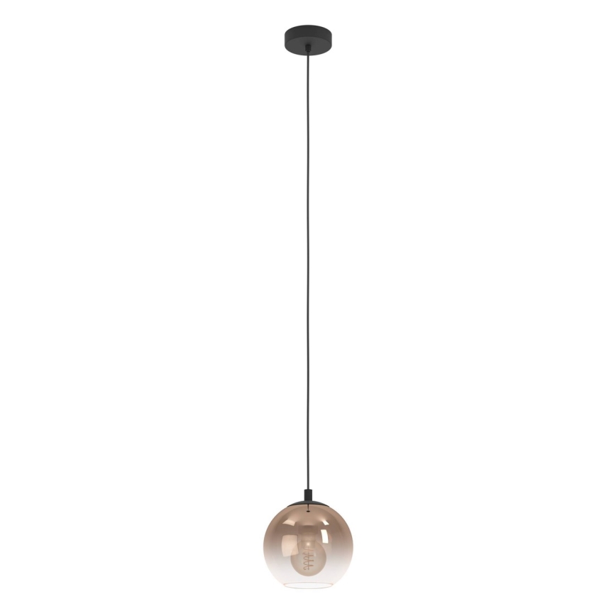 Eglo - Pendel med kabel 1xE27/60W/230V sort/beige/røget