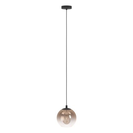Eglo - Pendel med kabel 1xE27/60W/230V sort/beige/røget