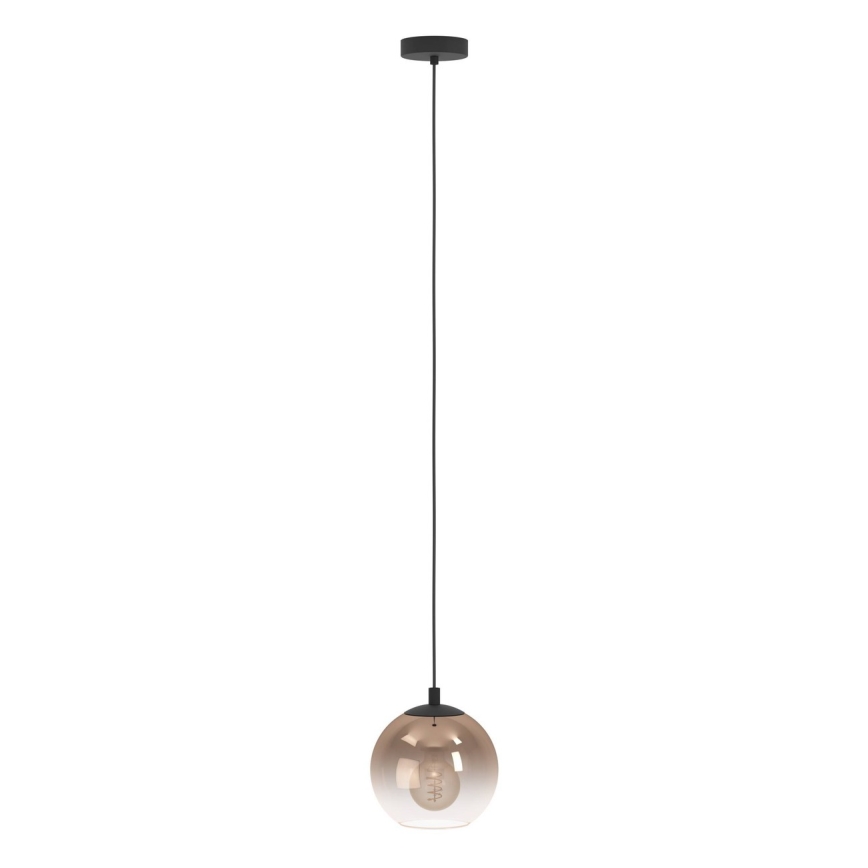 Eglo - Pendel med kabel 1xE27/60W/230V sort/beige/røget