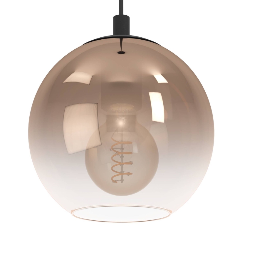 Eglo - Pendel på ledning 3xE27/60W/230V sort/beige/røgfarvet