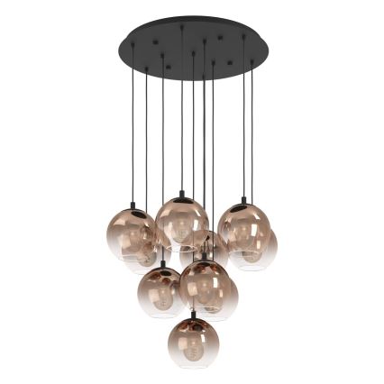 Eglo - Lysekrone på ledning 10xE27/60W/230V sort/beige/røgfarvet