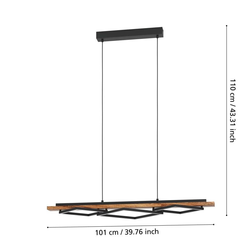 Eglo - LED dæmpbar pendel på kabel 2xLED/13W/230V + LED/16W sort/brun