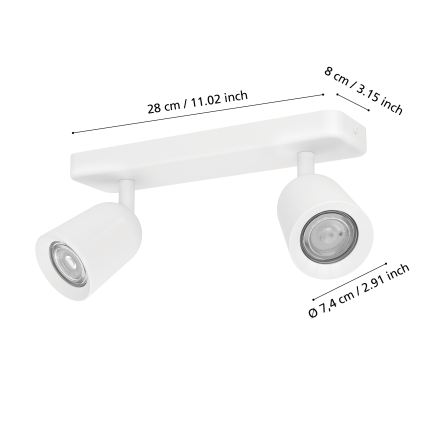 Eglo - Spotarmatur 2xGU10/10W/230V hvid