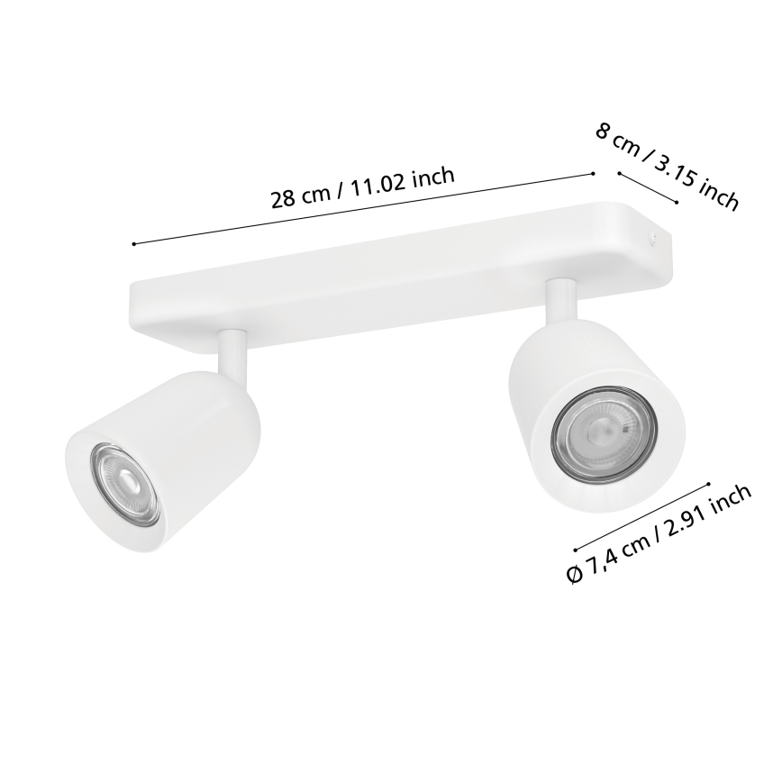 Eglo - Spotarmatur 2xGU10/10W/230V hvid