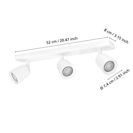 Eglo - Spotlampe 3xGU10/10W/230V hvid