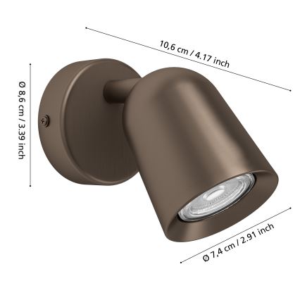 Eglo - Vægspot 1xGU10/5W/230V i bronze