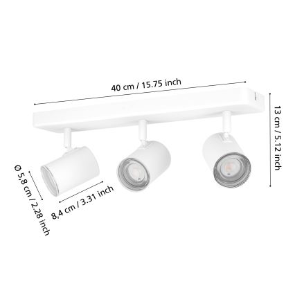 Eglo - Badeværelses-spot 3 x GU10 / 5 W / 230 V / IP44, hvid