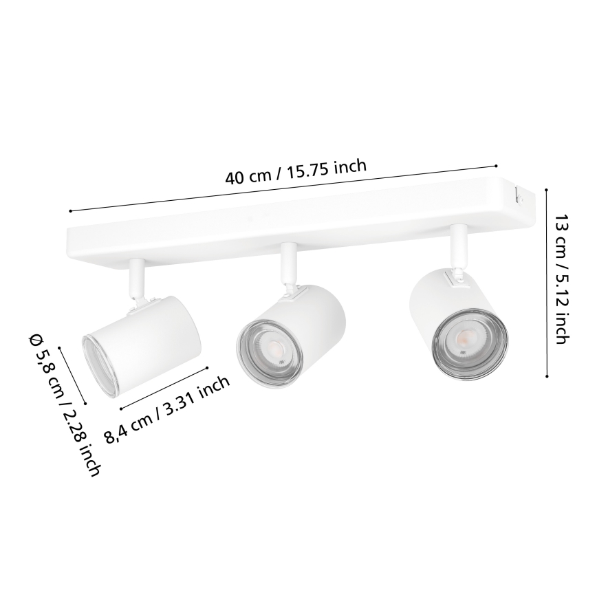 Eglo - Badeværelses-spot 3 x GU10 / 5 W / 230 V / IP44, hvid