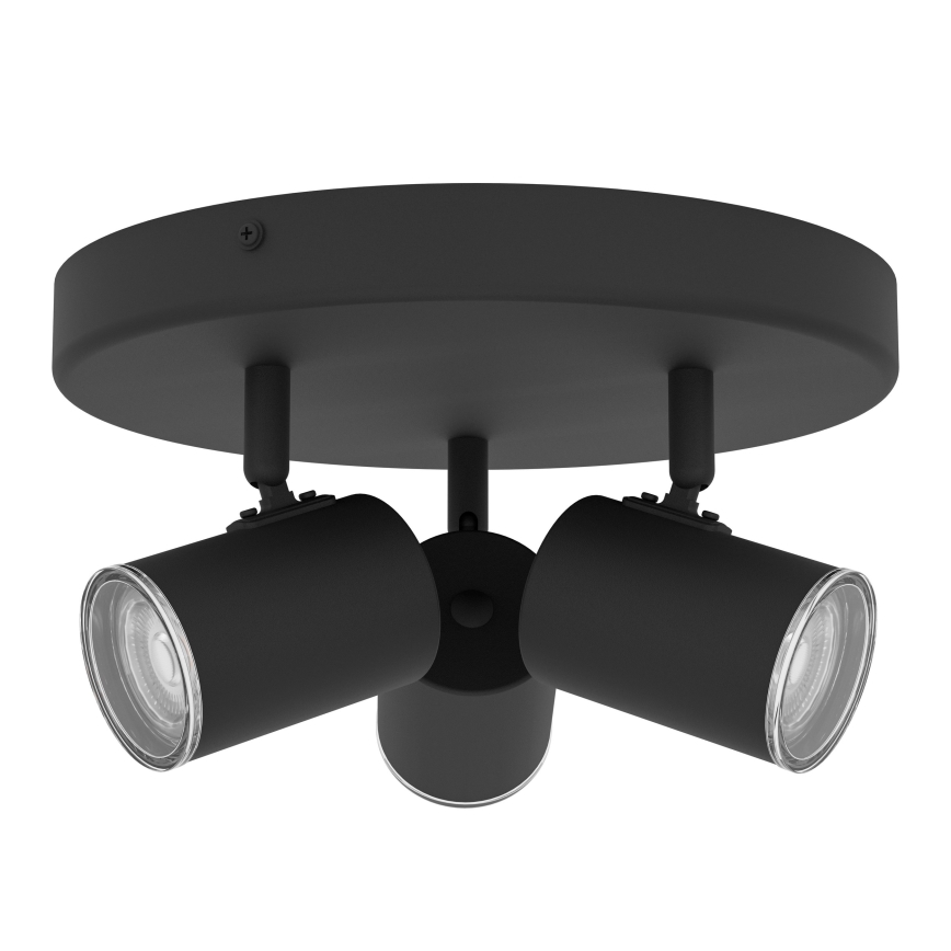 Eglo - Badeværelses-spot 3xGU10/5W/230V Ø25 cm IP44 sort