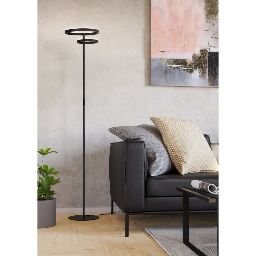 Eglo - Dæmpbar LED-gulvlampe LED/16W/230V + LED/12W, sort