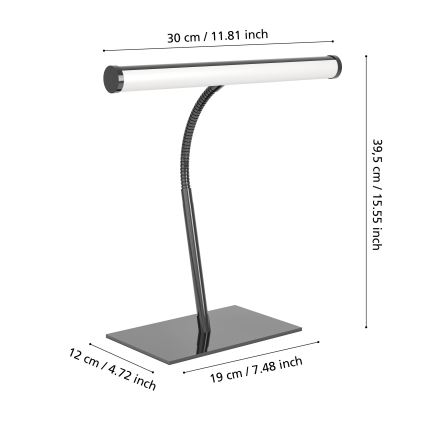 Eglo - LED-dæmpbar berøringsbetjent bordlampe LED/5W/230V 2700/4000/6500K sort krom