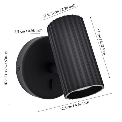 Eglo - Vægspot 1xGU10/5W/230V sort