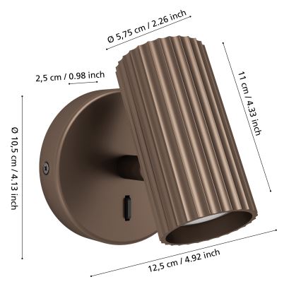 Eglo - Vægspot 1xGU10/5W/230V brun