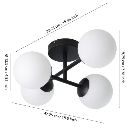 Eglo - LED badeværelsesloftlampe, påbygget, 4xG9/4,2W/230V, IP44, sort