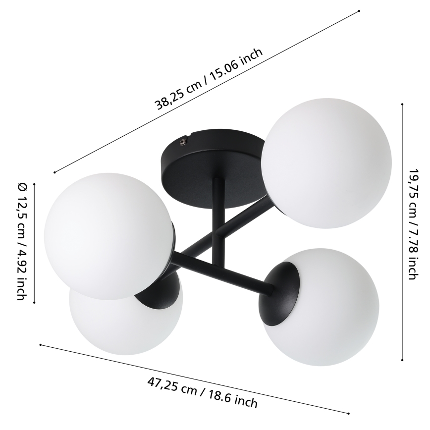 Eglo - LED badeværelsesloftlampe, påbygget, 4xG9/4,2W/230V, IP44, sort