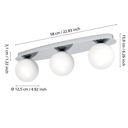 Eglo - LED badeværelsesloftlampe 3xG9/4,2W/230V IP44 blank krom