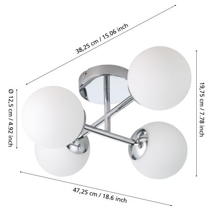 Eglo - LED overflademonteret loftlampe til badeværelse 4xG9/4,2W/230V IP44 blank krom