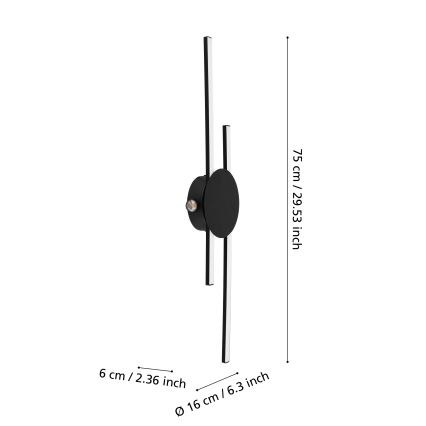 Eglo - LED væglampe LED/20W/230V + LED/0,91W sort