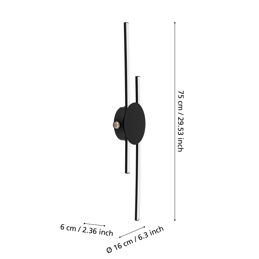 Eglo - LED væglampe LED/20W/230V + LED/0,91W sort