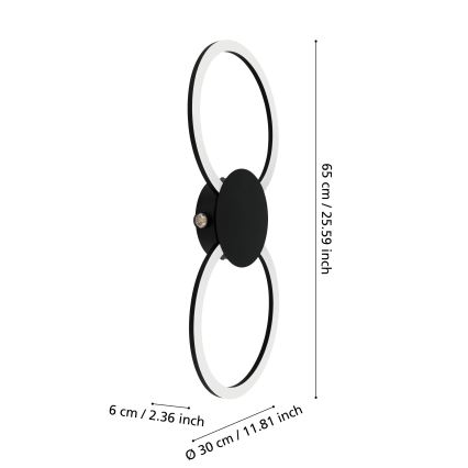 Eglo - LED væglampe LED/20W/230V + LED/0,91W sort