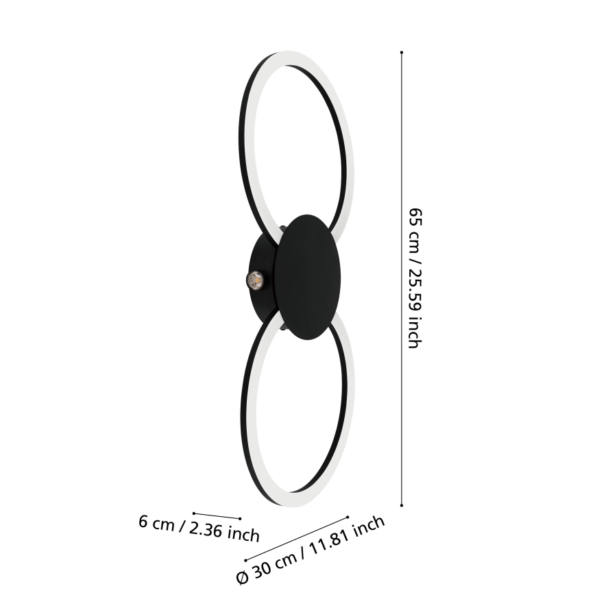 Eglo - LED væglampe LED/20W/230V + LED/0,91W sort