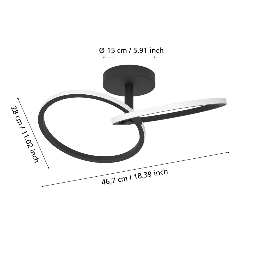 Eglo - LED-loftlampe LED/12W/230V 2700/4000/6500K sort