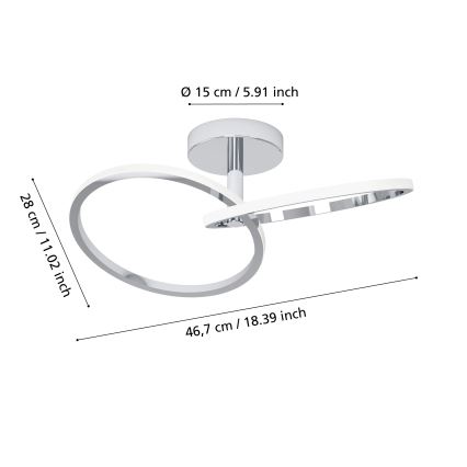 Eglo - LED loftlampe LED/12W/230V 2700/4000/6500K blank krom
