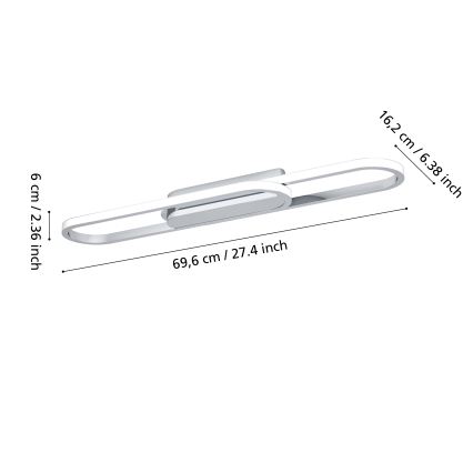 Eglo - LED-loftlampe LED/20W/230V 2700/4000/6500K blank krom