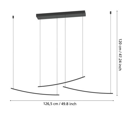 Eglo - Dæmpbar LED-pendel på kabel LED/22W/230V 2700/4000/6500K sort