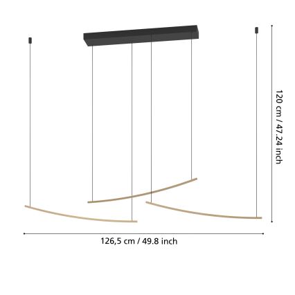 Eglo  - LED Dæmpbar lysekrone på wire LED/22W/230V 2700/4000/6500K guld