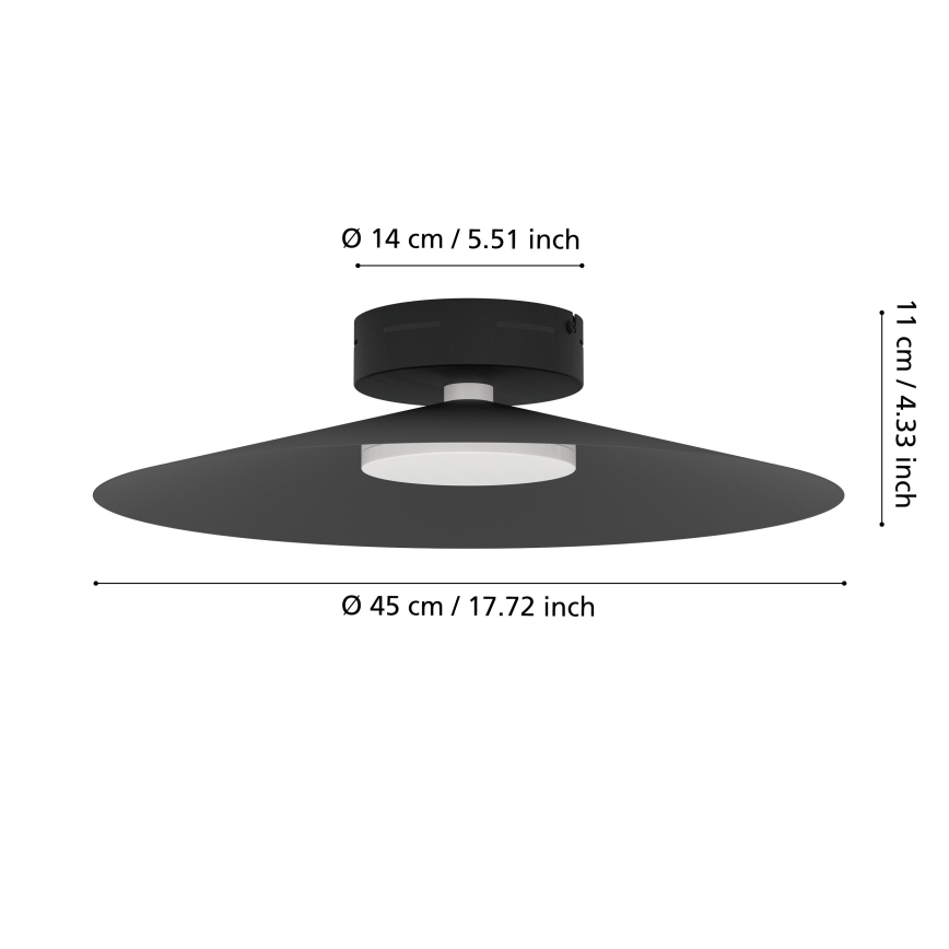 Eglo - LED RGBW dæmpbar loftlampe LED/15,5W/230V 2700-6500K Ø45 cm sort
