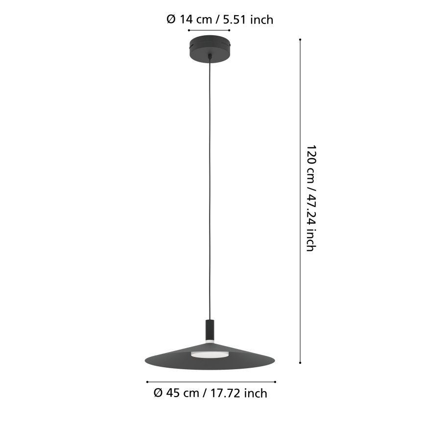 Eglo - LED RGBW dæmpbar pendellampe på wire LED/15,5W/230V 2700-6500K sort
