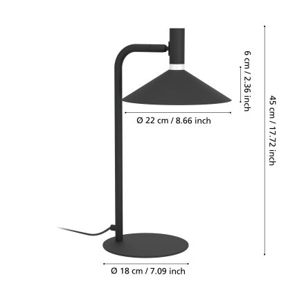 Eglo - LED RGBW Dæmpbar bordlampe LED/7,5W/230V 2700-6500K sort