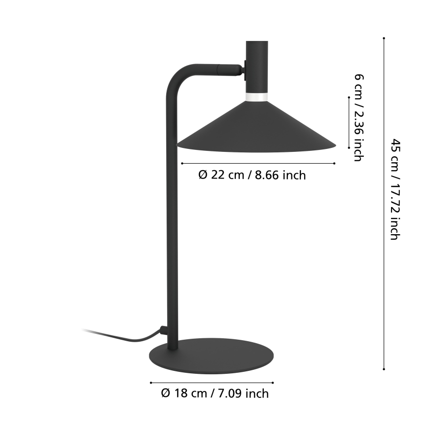 Eglo - LED RGBW Dæmpbar bordlampe LED/7,5W/230V 2700-6500K sort