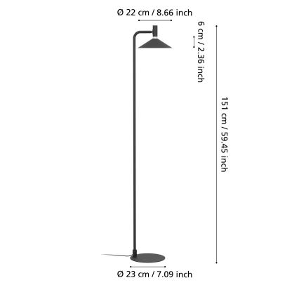 Eglo - LED RGBW Dæmpbar gulvlampe LED/7,5W/230V 2700-6500K sort