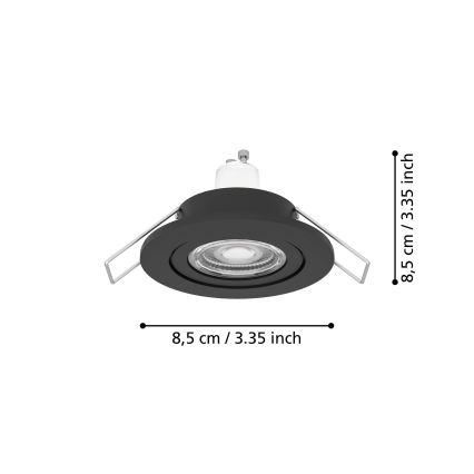 Eglo - LED indbygningsspot til badeværelse 1xGU10/4,5W/230V IP44 sort