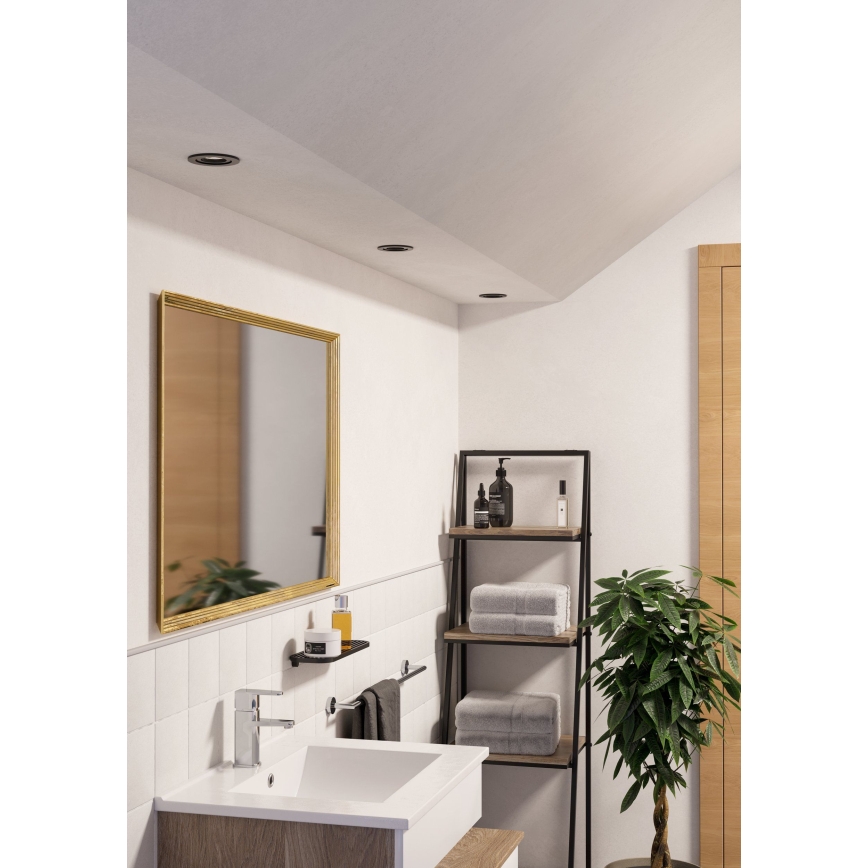 Eglo - LED indbygningsspot til badeværelse 1xGU10/4,5W/230V IP44 sort