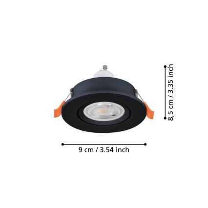 Eglo - LED indbygningsspot 1xGU10/4,5W/230V sort