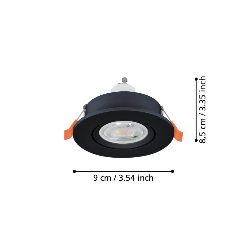Eglo - LED indbygningsspot 1xGU10/4,5W/230V sort