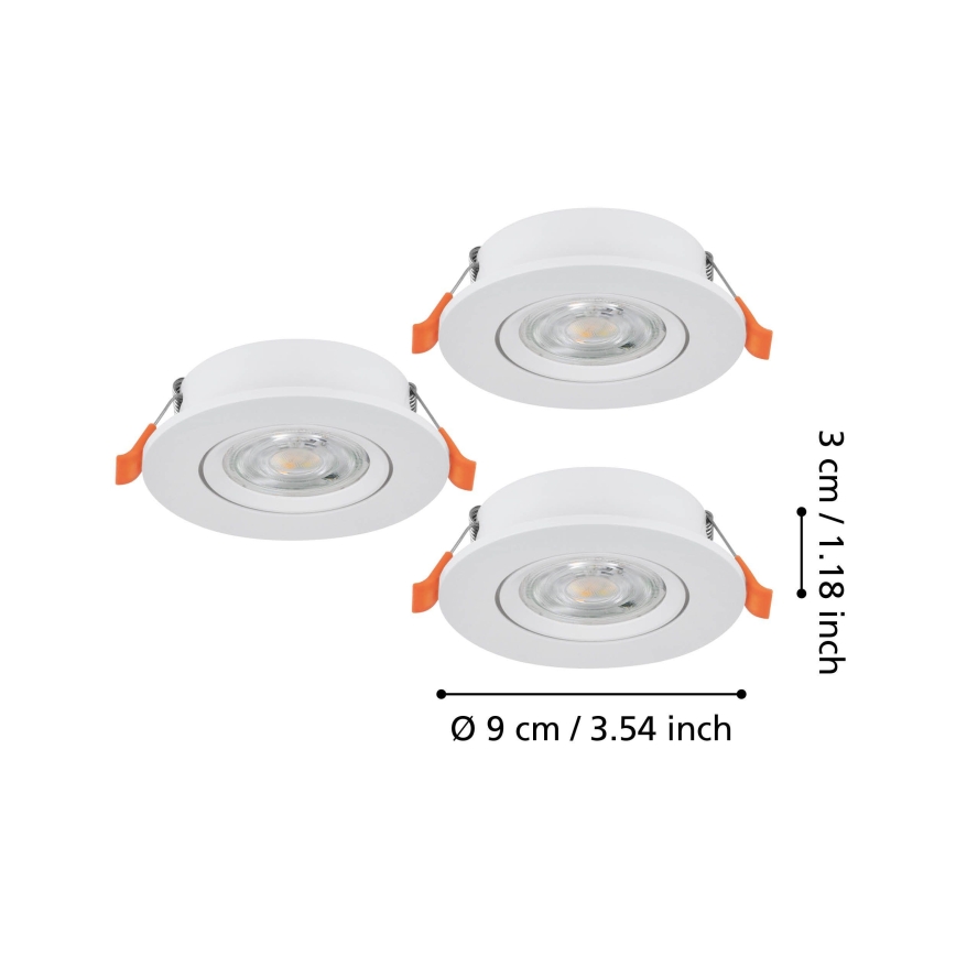 Eglo - Sæt med 3 LED indbygningsspots LED/4,8W/230V 2700/4000/6500K hvid