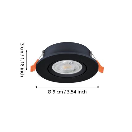 Eglo - LED indbygningsspot LED/4,8W/230V 2700/4000/6500K sort